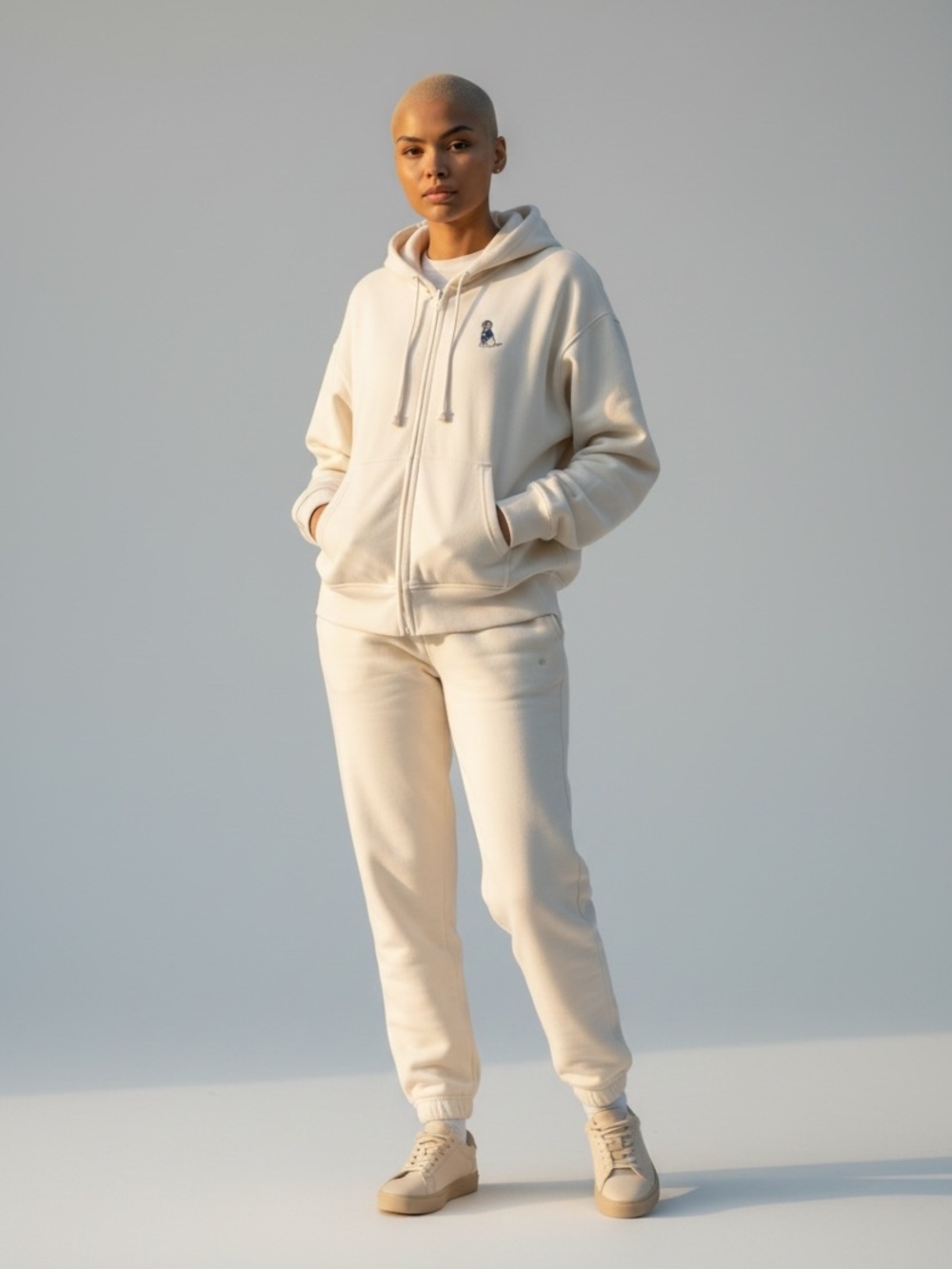 PINK Victoria's Secret Cream Hoodie with Black Logo